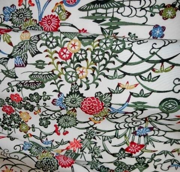 Antieke katazome kimonozijde  v.a. 40x36cm