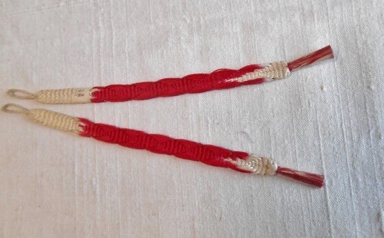 Himo sluiting voor haori origineel vintage rood/creme