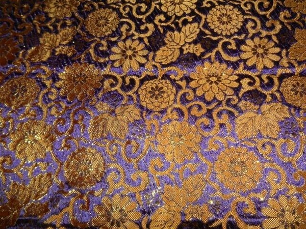 Kinran goudbrokaat zijde paars/goud vanaf 10x67cm tot 100x67cm
