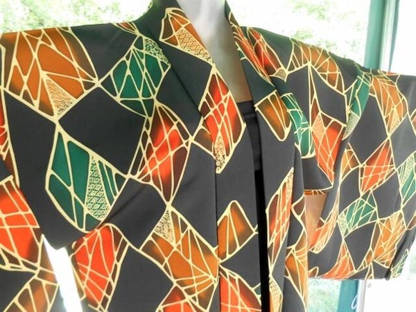zwarte haori met geweldig motief vintage nieuw