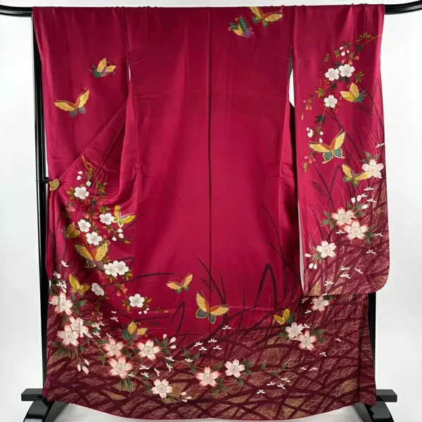 furisode kimono 100% zijde 'Cherry Blossom & Butterflies'