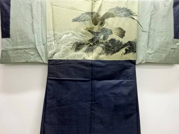 Antieke tsumugi haori arend handgeschilderd