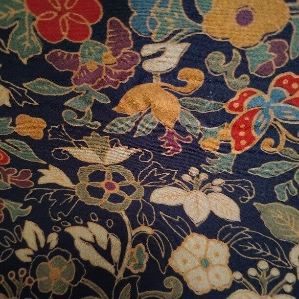 Kimonozijde 40 tot 160x35cm soepele crepe vlinders, vogels