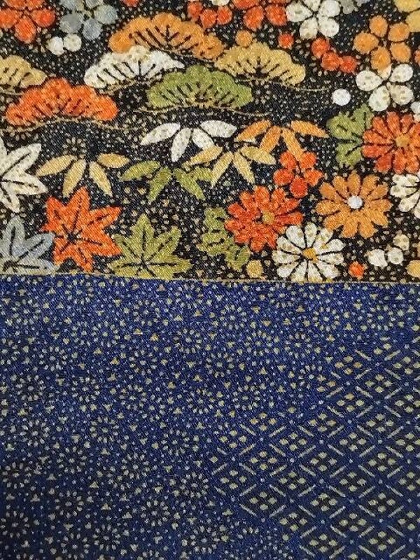 Marineblauwe antieke kimonozijde met glans 40-170x36cm