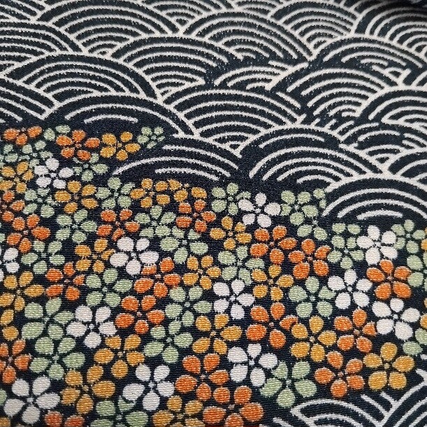 Nachtblauwe kimonozijde antiek seigaiha boog vanaf 40-50x36cm