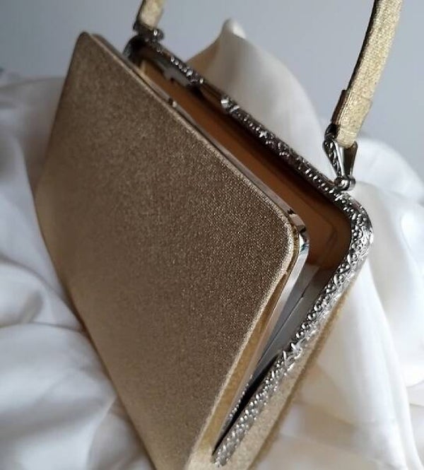 Zijden kimono handtas goud vintage nw