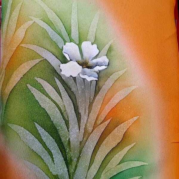 Kimonozijde v.a. 120 tot 180x37cm handgeverfd door kunstenaar