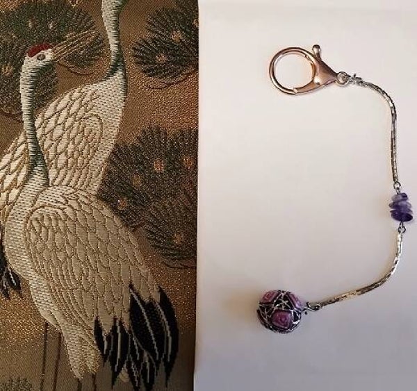 Japanse tassenhanger sierraad handwerk amethist