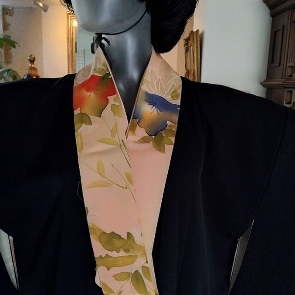 Zijden Ceintuur, sjerp of smalle sjaal 216x7,5cm zalmrose