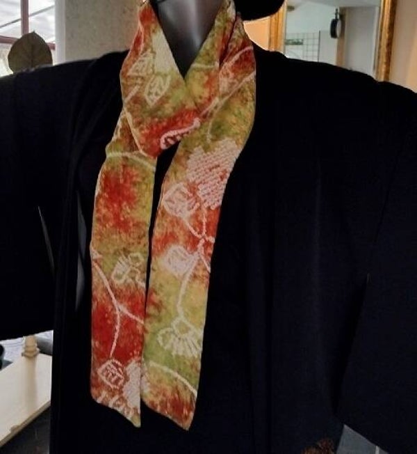 Zijden Ceintuur, sjerp of smalle sjaal 200x8cm handwerk shibori