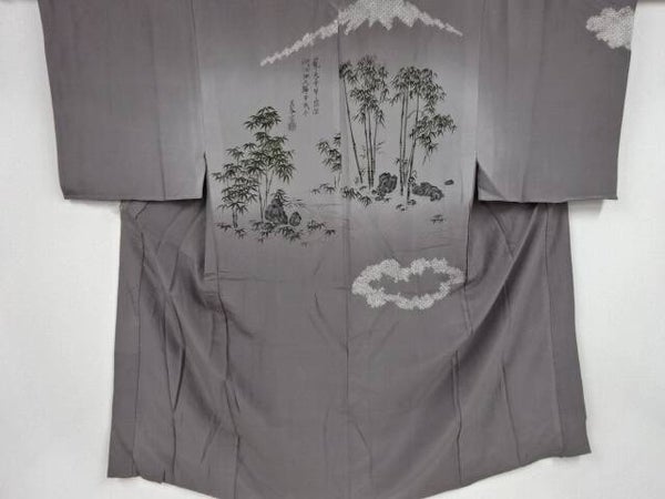 Juban kimono man zijde met shibori handwerk gesigneerd