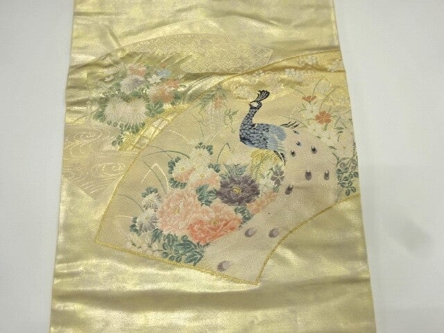 OBI met pauw in waaier 430x30cm nagoya handgeborduurd