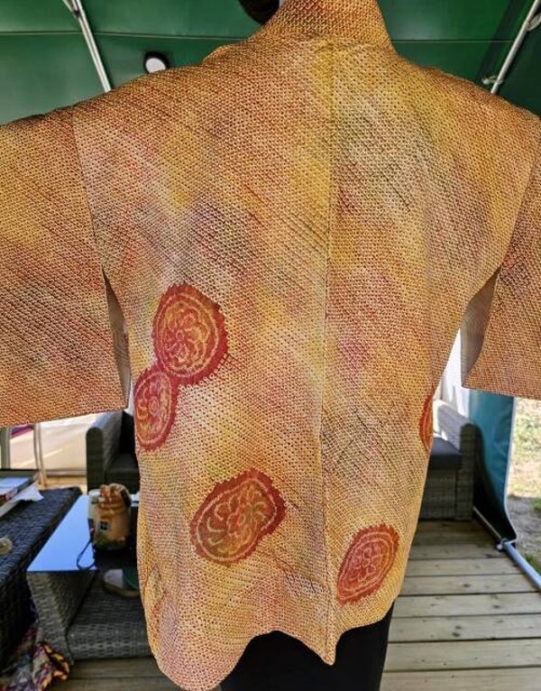 Zijden haori shibori tie-dye natuurlijke gemêleerde kleuren