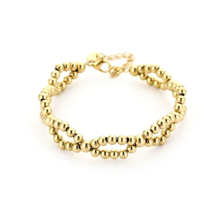 Stainless steel kralenarmband goud