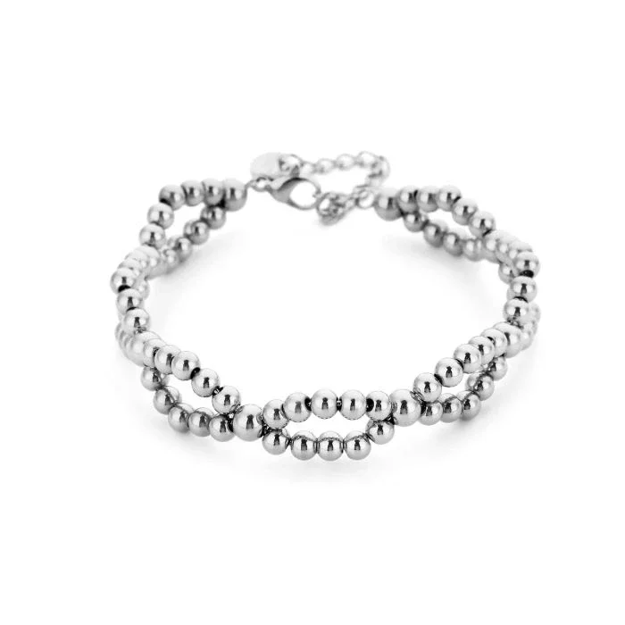 Stainless steel kralenarmband zilver