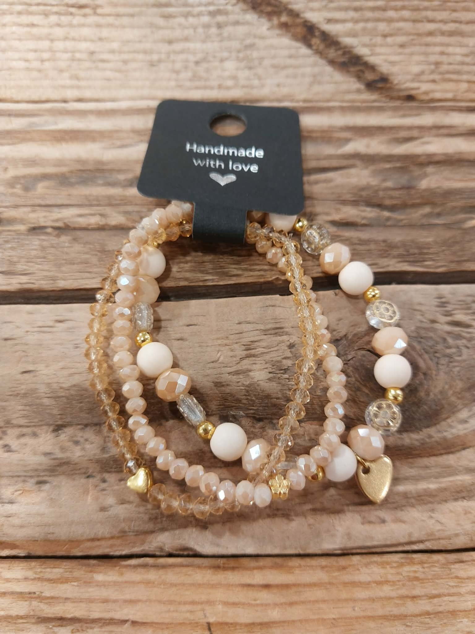 Armband 3 delig beige