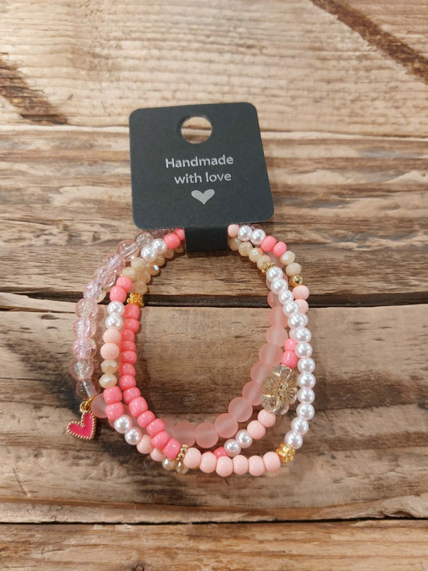 Armband 3 delig zalm koraal