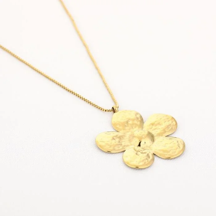 Ketting lang bloem goud