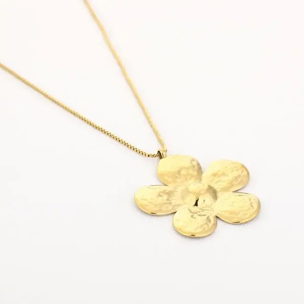 Ketting lang bloem goud