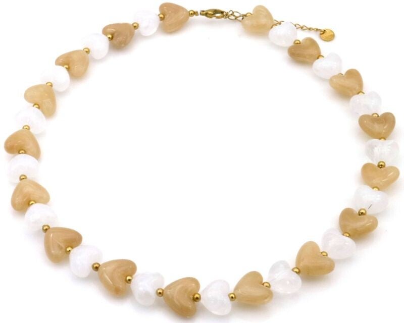 Ketting hartjes bruin wit
