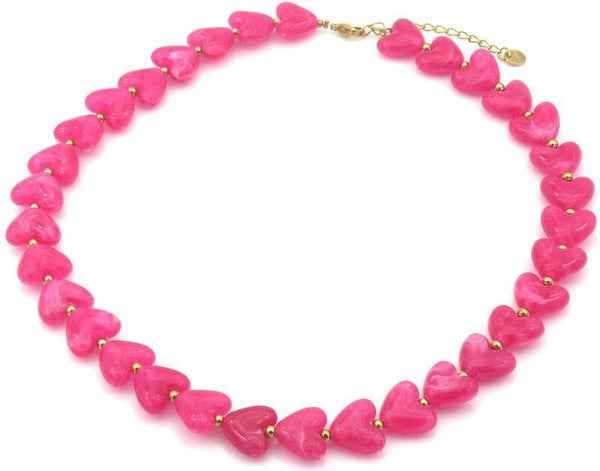 Ketting hartjes fuchsia