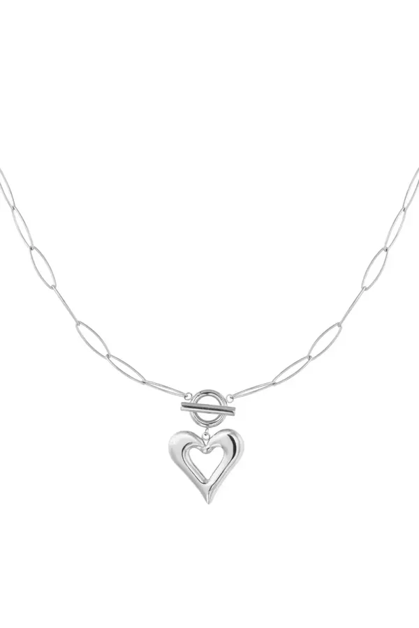 Stainless steel ketting met hart zilver