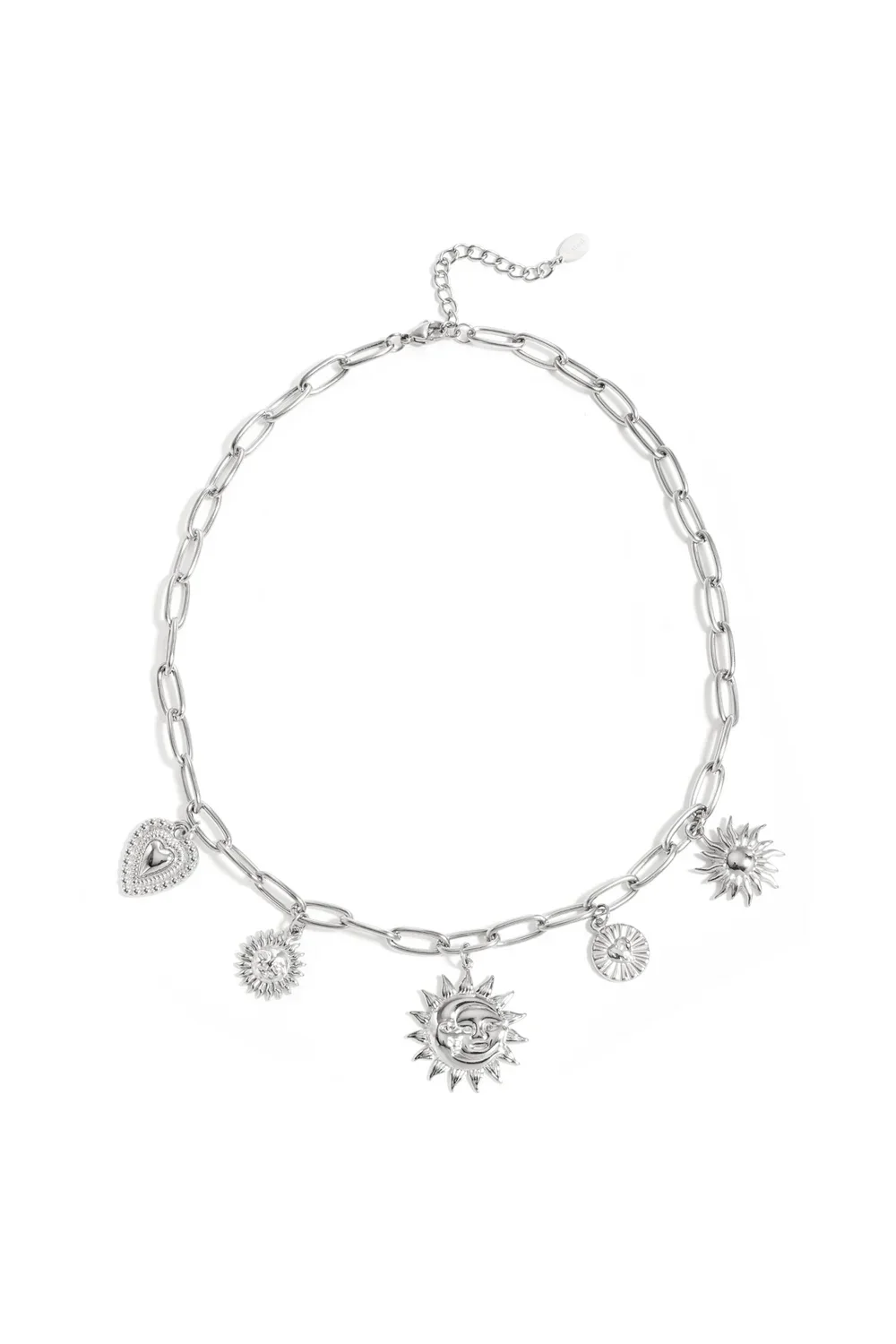 Stainless steel ketting met bedels zilver