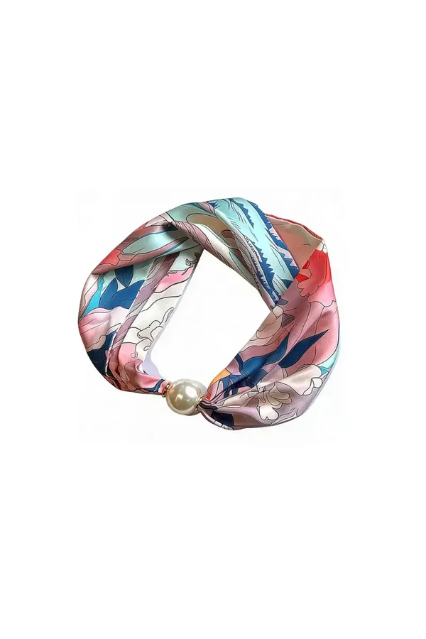 kort sjaaltje met parel magneetsluiting roze blauw