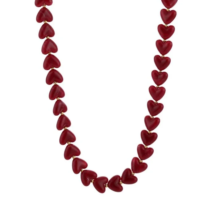 Kralenketting hartje bordeaux