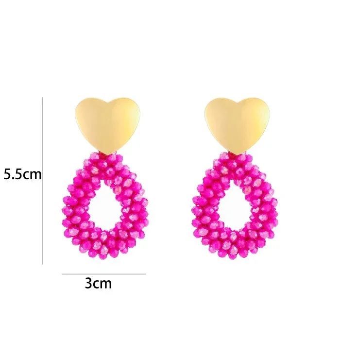 Oorbellen hart druppel fuchsia