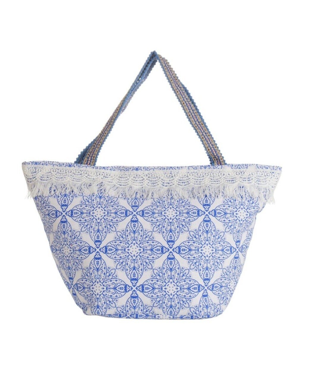 Beachbag blauw wit