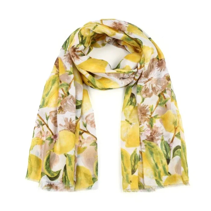 Sjaal geel, taupe, groen