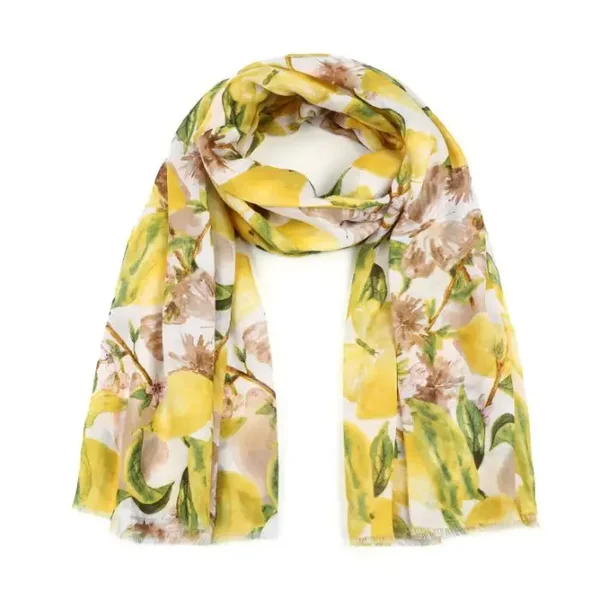 Sjaal geel, taupe, groen