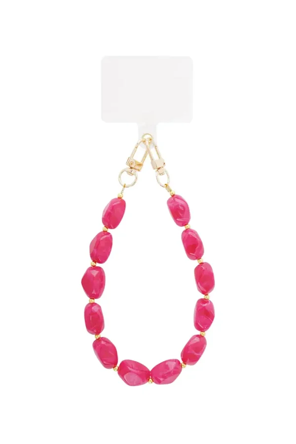 Telefoonkoord kralen fuchsia