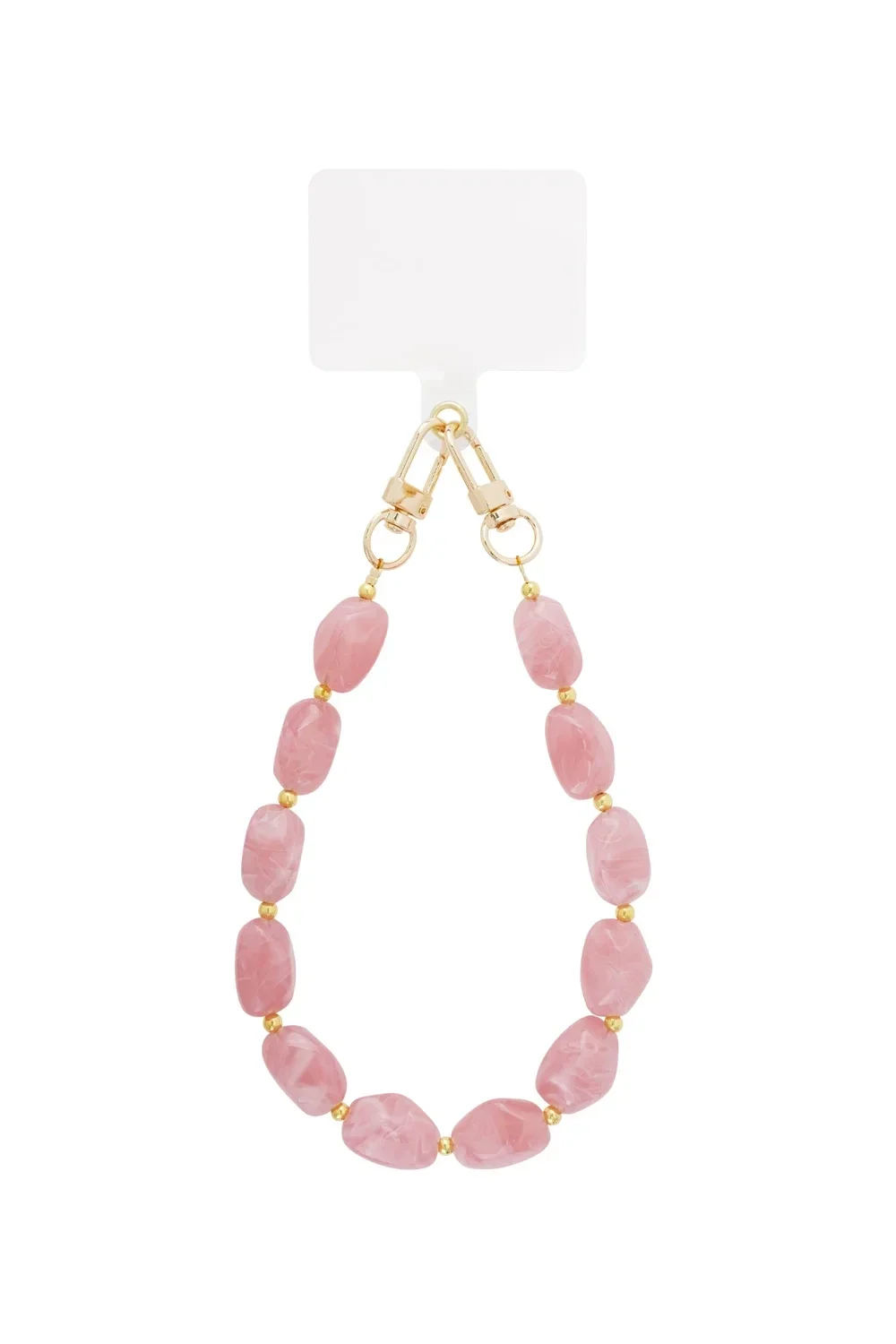 Telefoonkoord kralen licht roze