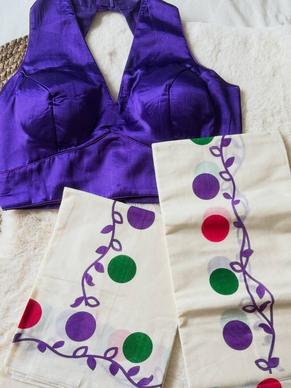 Polka dots set mundu and blouse