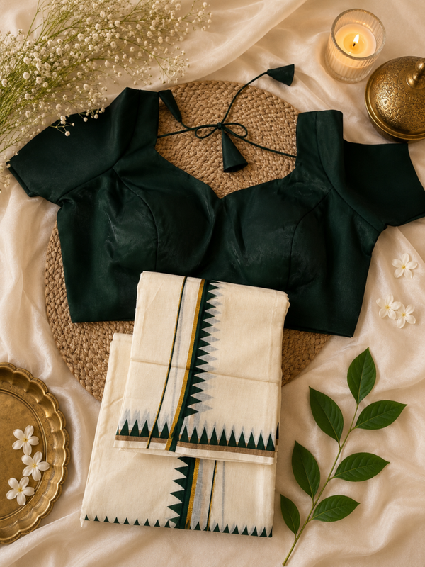 Set mundu with combo blouse