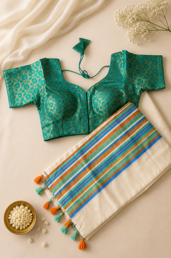 Mul cotton saree and Blouse combo