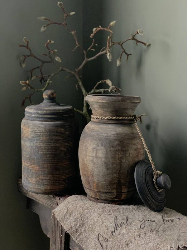 Houten Pot Donkergrijs 20cm