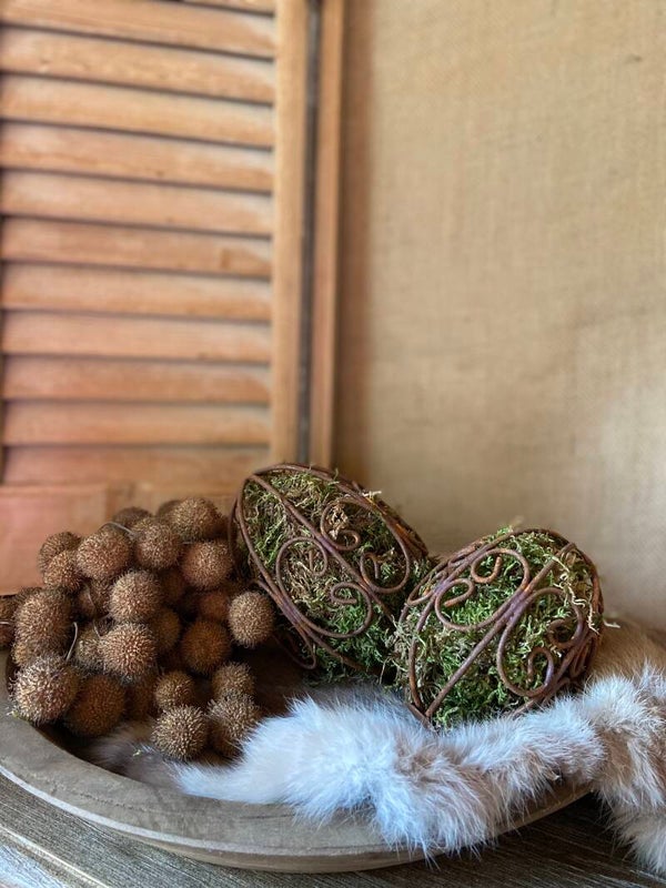 Set Houten Schaal met Roestballen En Konijnenvel