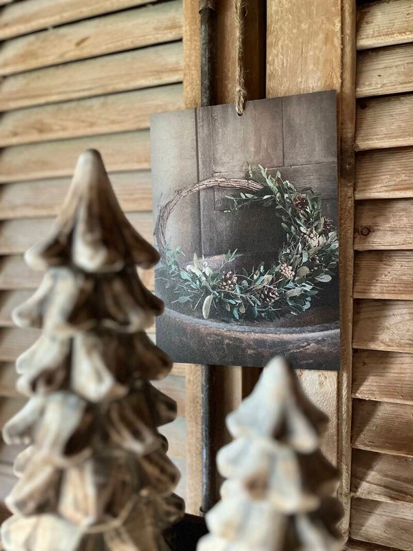 Deco Bordje Dennenkrans in Schaal