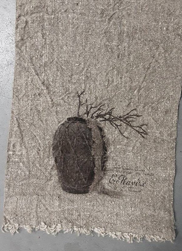 Shabby Doek Pot Met Magnolia