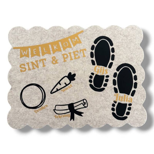 Sinterklaas Vilten Schoenzet Mat // Beige (2 kindjes)