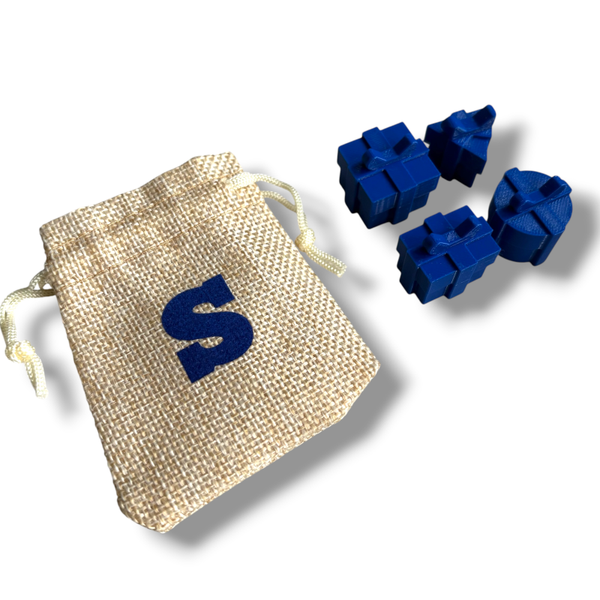 Cadeautjes 4 stuks + zakje // Blauw
