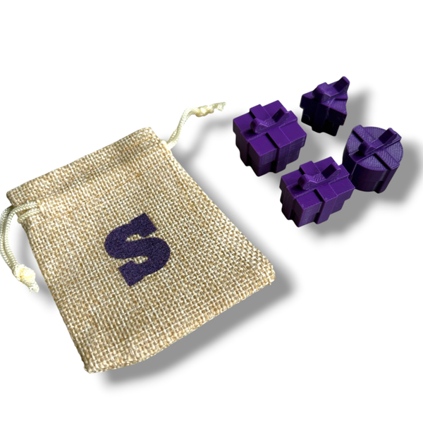 Cadeautjes 4 stuks + zakje // Paars