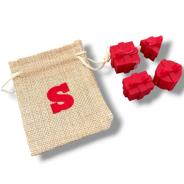 Cadeautjes 4 stuks + zakje // Rood