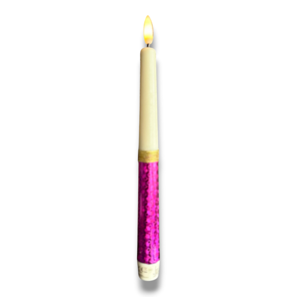 LED Diner Kaars // Holografisch - Roze