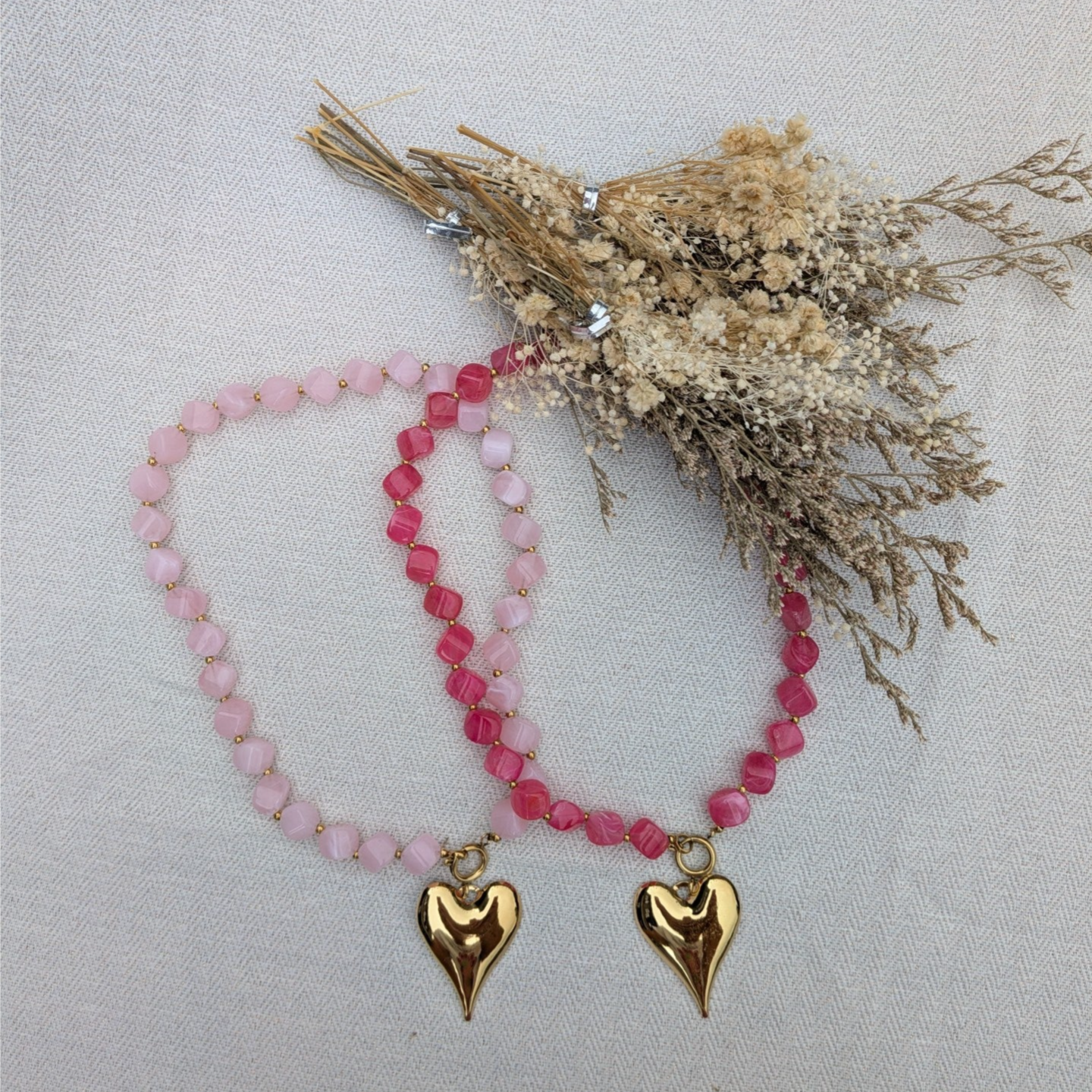 Natuursteen ketting hart