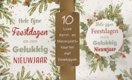 10 luxe kerst/nieuwjaars kaarten met enveloppen