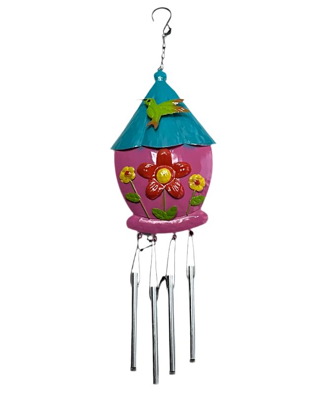 Decoratieve Windgong – Huisje met Vogel  & Bloemen